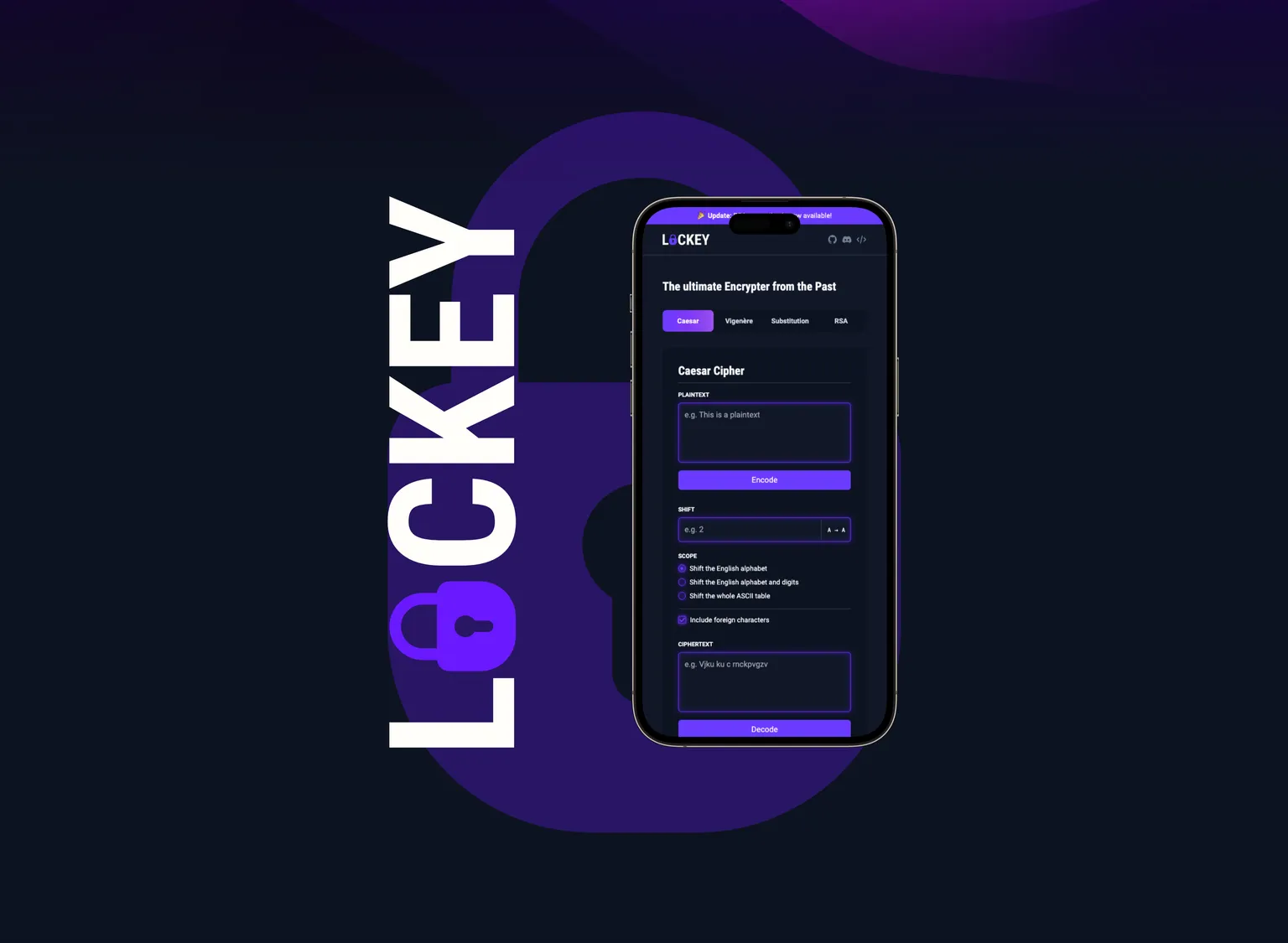 Ein iPhone, auf dem die Website und das LOCKEY-Logo nebeneinander zu sehen sind, mit einem Schloss-Wasserzeichen im Hintergrund.